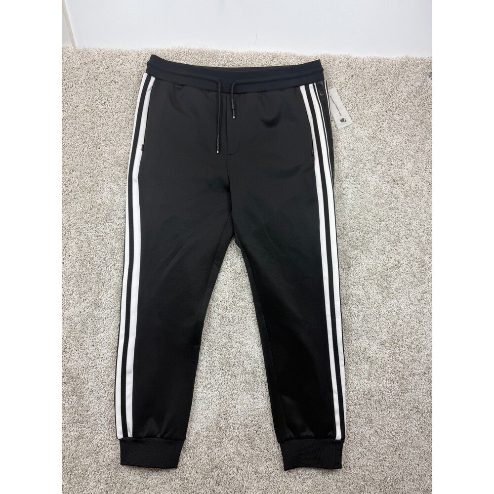 Karl Lagerfeld Paris Men's L Black White Stripe Track Jogger Pants NWT $79.50